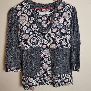 BODEN, Mollie Top, Black Arabesque(black, white,red,mustard yellow), Size US 4‎